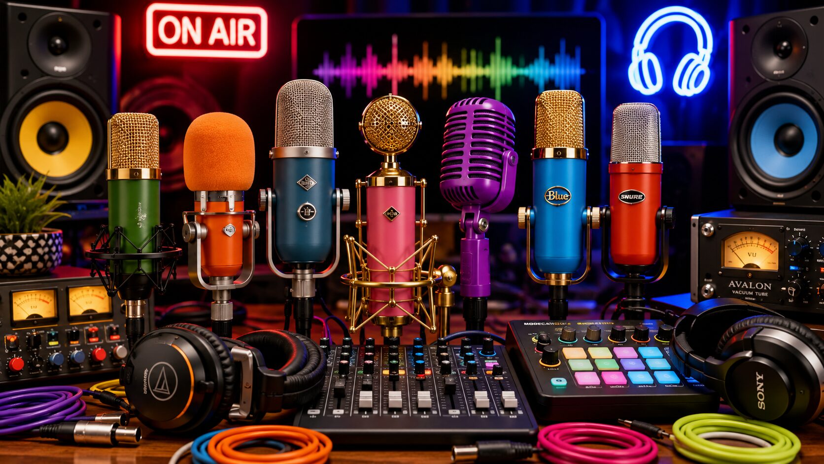 colorful mics Associated With